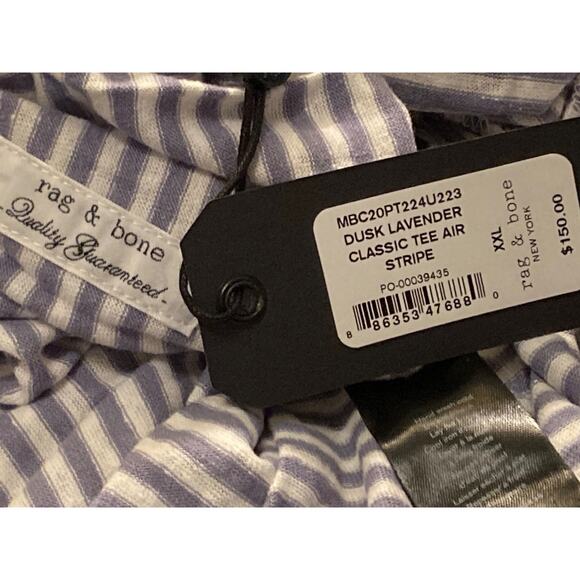 Rag & Bone Linen Blend Round Neck Tunic Top Sz 2XL Dusk Lavender Air Stripe NWT - Picture 5 of 8